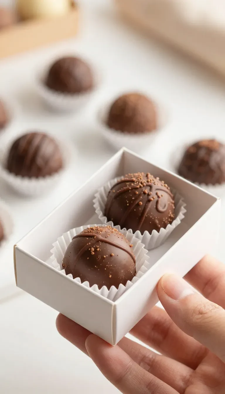 Brigadeiros gourmet decorados com confeitos coloridos em uma mesa elegante.