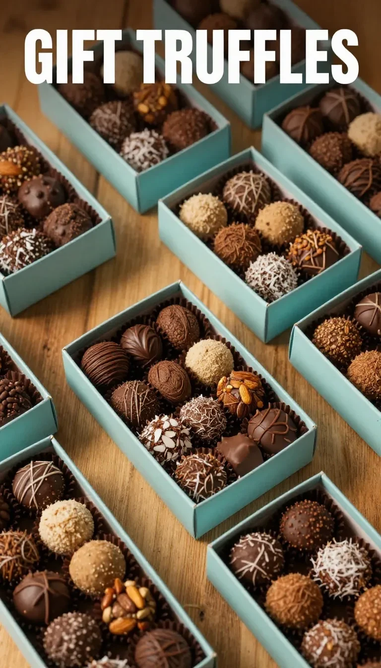 Bombons de Natal decorados com cores festivas em uma mesa de madeira.